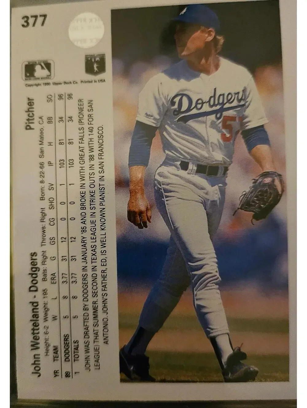 John Wetteland - 1990 Upper Deck Baseball - Rookie Card RC #377